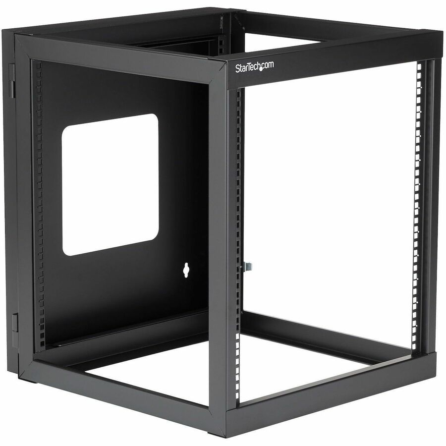 StarTech.com 4-Post 12U Hinged Wall-Mount Network Rack, 19" Open Frame Server Rack, Wall Mount Data Rack for IT Computer Equipment, TAA~ — RK1219WALLOH
