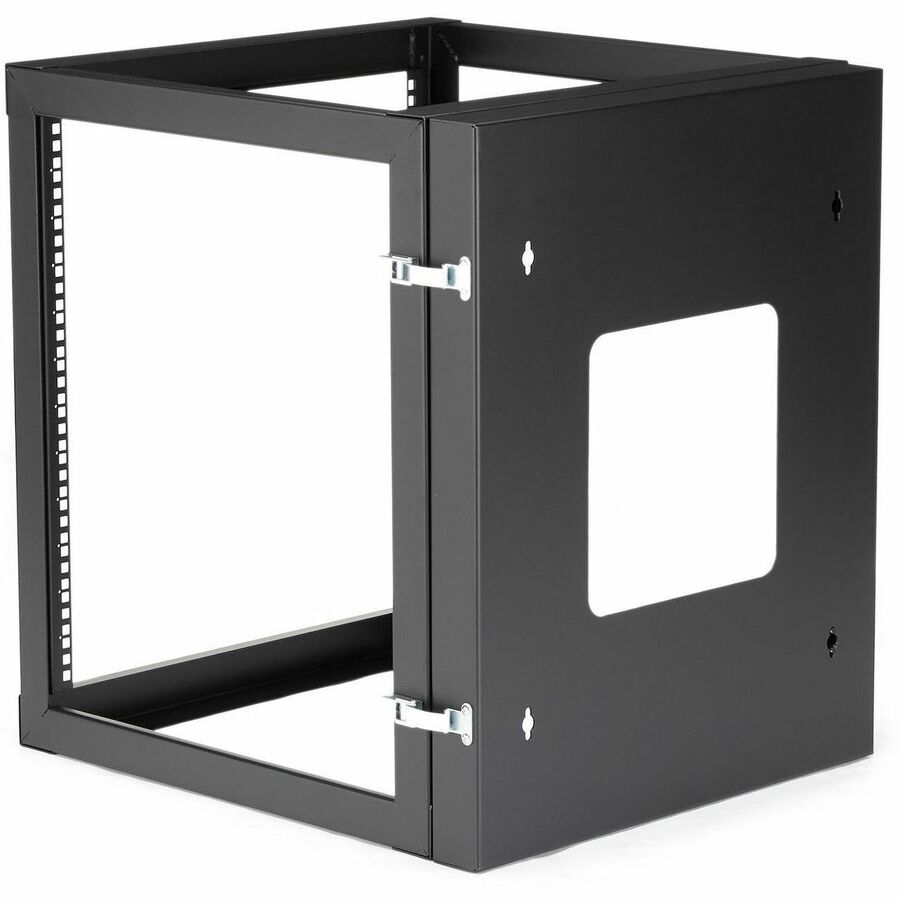 StarTech.com 4-Post 12U Hinged Wall-Mount Network Rack, 19" Open Frame Server Rack, Wall Mount Data Rack for IT Computer Equipment, TAA~ — RK1219WALLOH