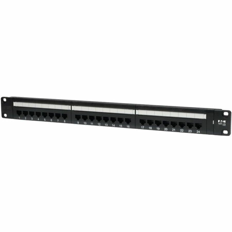 Eaton Tripp Lite Series 24-Port 1U Rack-Mount Cat5e 110 Patch Panel, 568B, RJ45 Ethernet, TAA — N052-024