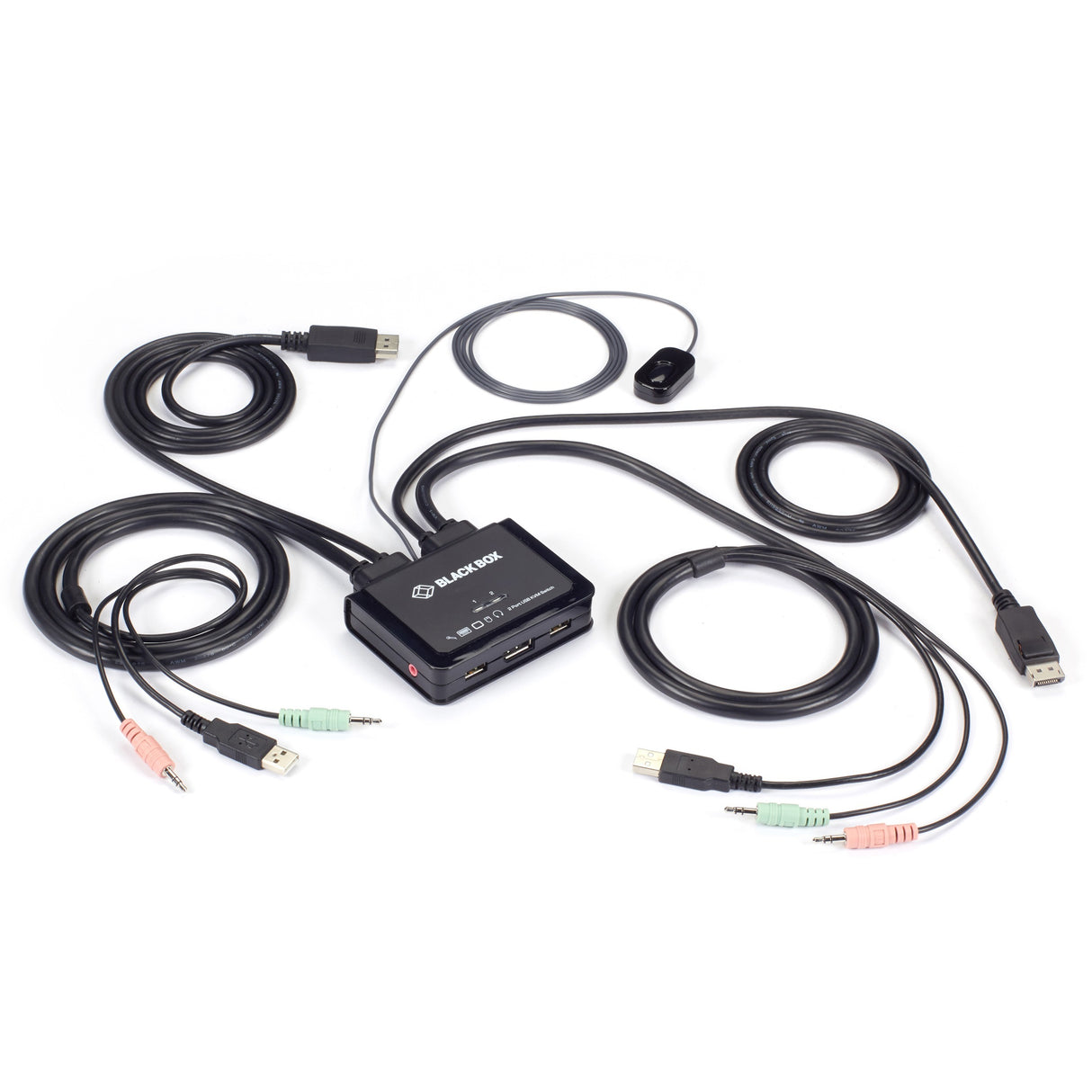 Black Box 2-Port 4K60 DisplayPort Cable KVM Switch — KV62-CBL