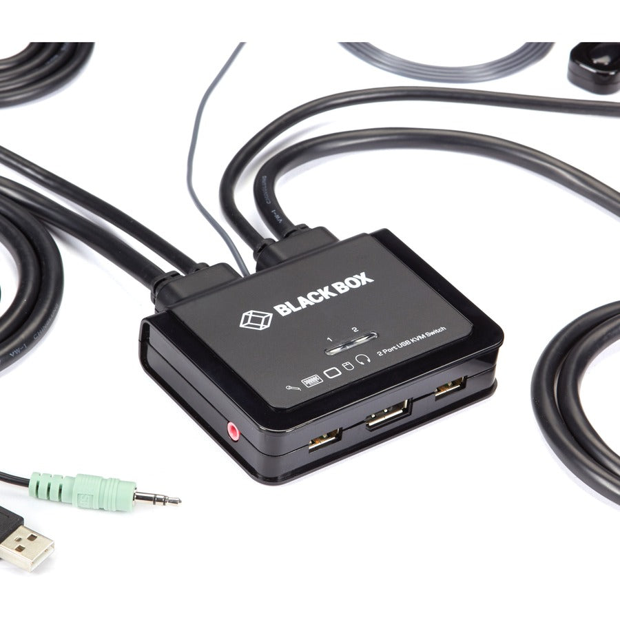 Black Box 2-Port 4K60 DisplayPort Cable KVM Switch — KV62-CBL