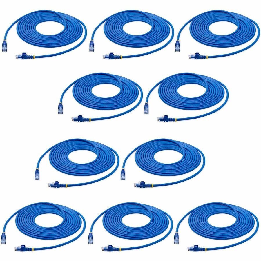 StarTech.com 15 ft. CAT6 Ethernet Cable - 10 Pack - ETL Verified - Blue CAT6 Patch Cord - Snagless RJ45 Connectors - 24 AWG - UTP — N6PATCH15BL10PK