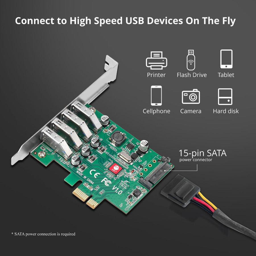 SIIG DP USB 3.0 4-Port PCIe Host Card — JU-P40A11-S1