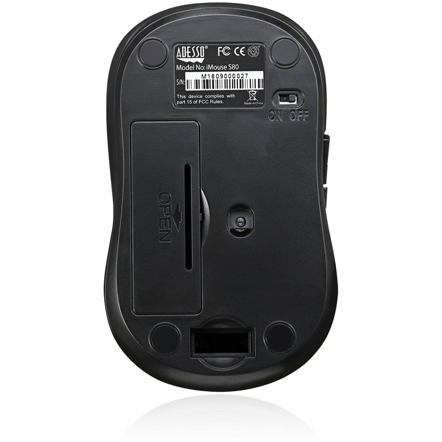 Adesso iMouse S80B - Wireless Fabric Optical Mini Mouse (Black) — iMouseS80B