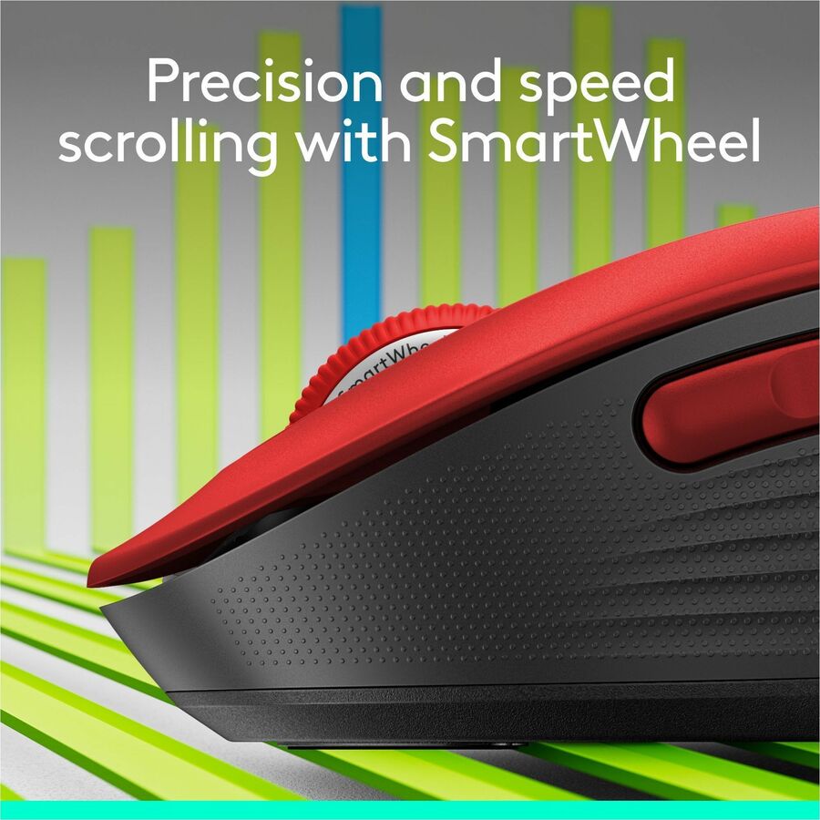 Logitech Signature M650 L Full Size Wireless Mouse - For Large Sized Hands, 2-Year Battery, Silent Clicks, Bluetooth, Red — 910-006358
