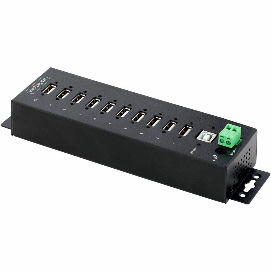 StarTech.com 10-Port Industrial USB 2.0 HUB, Rugged USB Hub w/ESD Level 4 Protection, DIN/Wall/Desk Mountable USB-A Hub, USB Expansion Hub — USB210AIND-USB-A-HUB