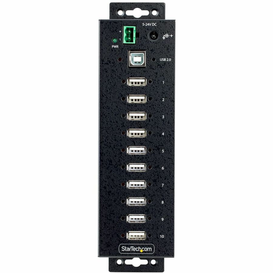 StarTech.com 10-Port Industrial USB 2.0 HUB, Rugged USB Hub w/ESD Level 4 Protection, DIN/Wall/Desk Mountable USB-A Hub, USB Expansion Hub — USB210AIND-USB-A-HUB