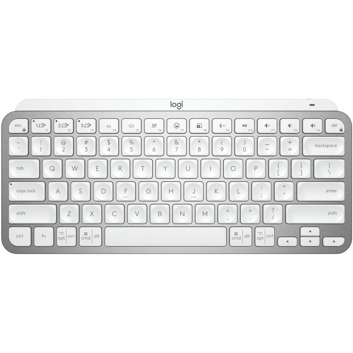 Logitech MX Keys Mini Minimalist Wireless Illuminated Keyboard, Compact, Bluetooth, USB-C, Pale Gray — 920-010473