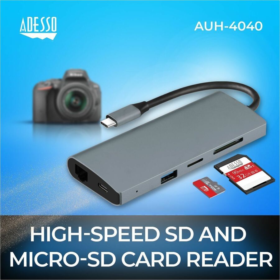 Adesso 9-in-1 USB-C Multi-Port Docking Station (TAA Compliant) — AUH-4040