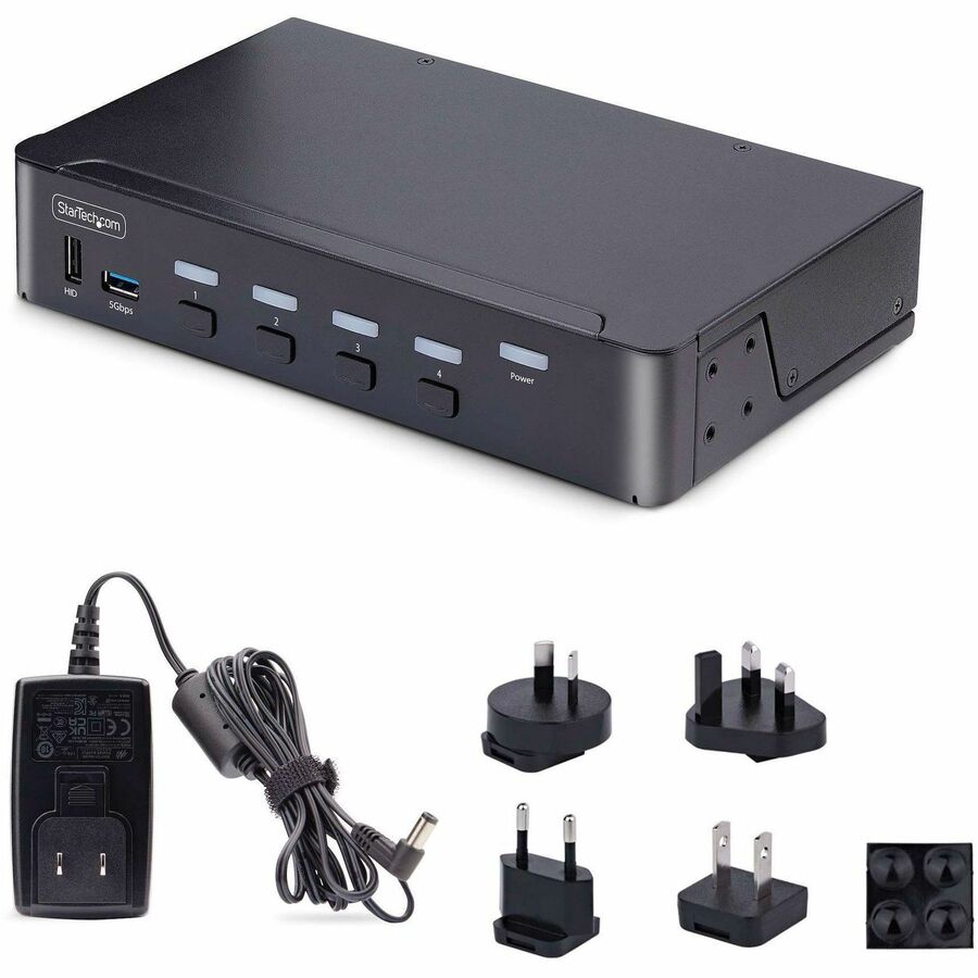 StarTech.com 4-Port DisplayPort 1.4 KVM Switch, 8K 60Hz / 4K 144Hz, 2x USB 3.0 Ports, 4x USB 2.0 Ports, Hotkey Switching, TAA Compliant — D86A2-4-PORT-8K-KVM