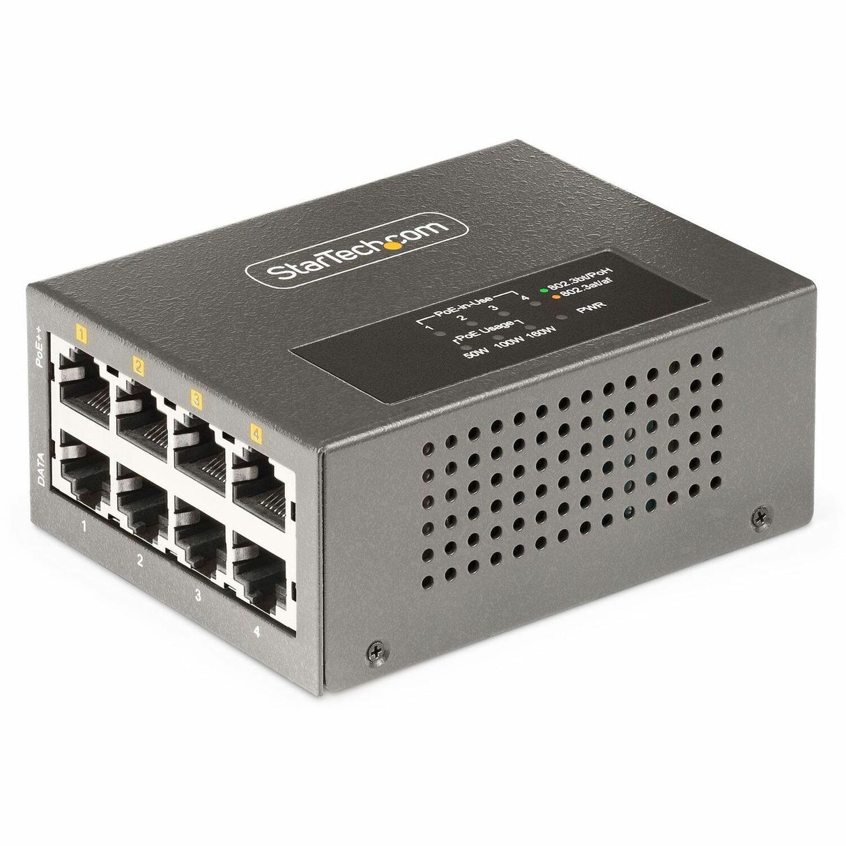 StarTech.com 4-Port Multi-Gigabit PoE++ Injector, 5/2.5/1G Ethernet (NBASE-T), PoE/PoE+/PoE++ (802.3af/802.3at/802.3bt), 160W Power Budget — AS445C-POE-INJECTOR