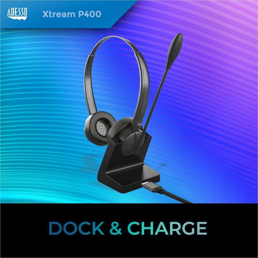 Adesso Xtream P400 Wireless Multimedia Headset with Charging Dock — Xtream-P400