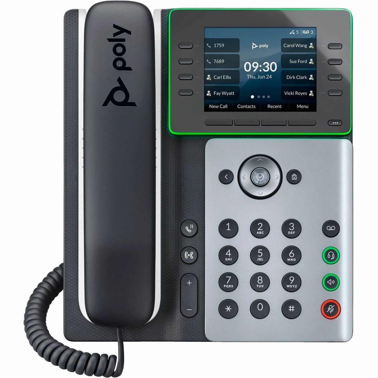 Poly Edge E350 IP Phone - Corded - Corded/Cordless - Wi-Fi, Bluetooth, NFC - 3 Multiple Conferencing - Desktop, Wall Mountable - White, Midnight Blue - TAA Compliant — 82M89AA