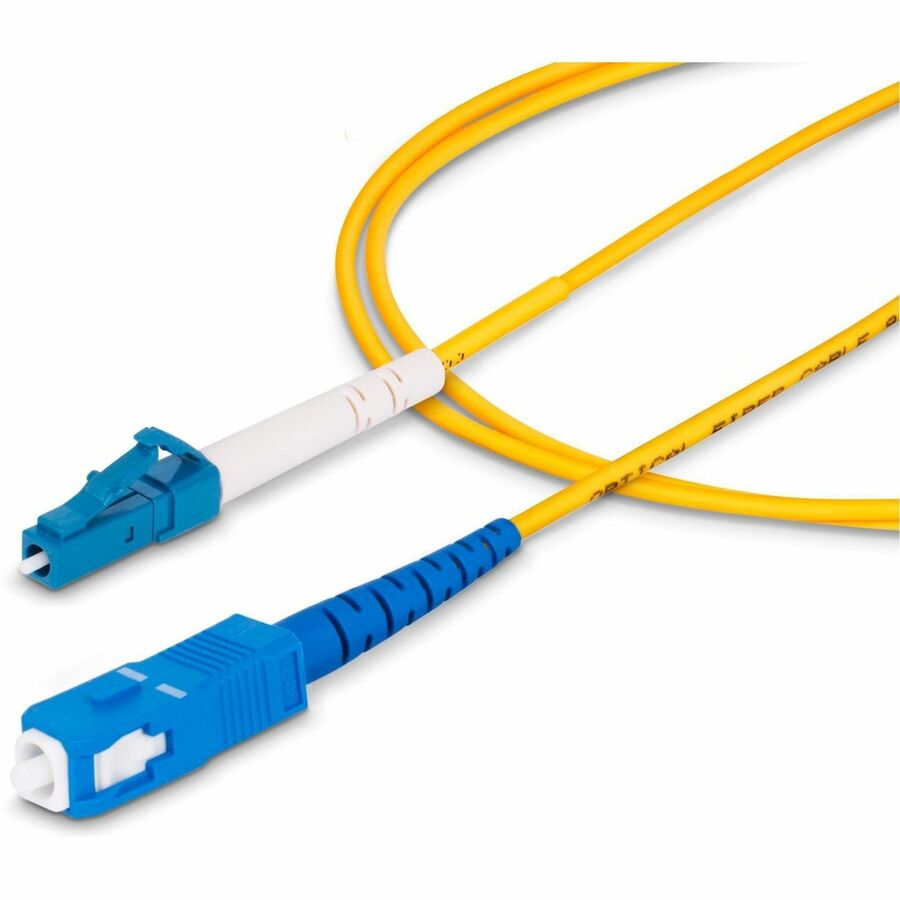 StarTech.com 5m (16.4ft) LC to SC (UPC) OS2 Single Mode Simplex Fiber Optic Cable, 9/125, 40G/100G, Low Insertion Loss, LSZH Jumper Cord — SPSMLCSC-OS2-5M