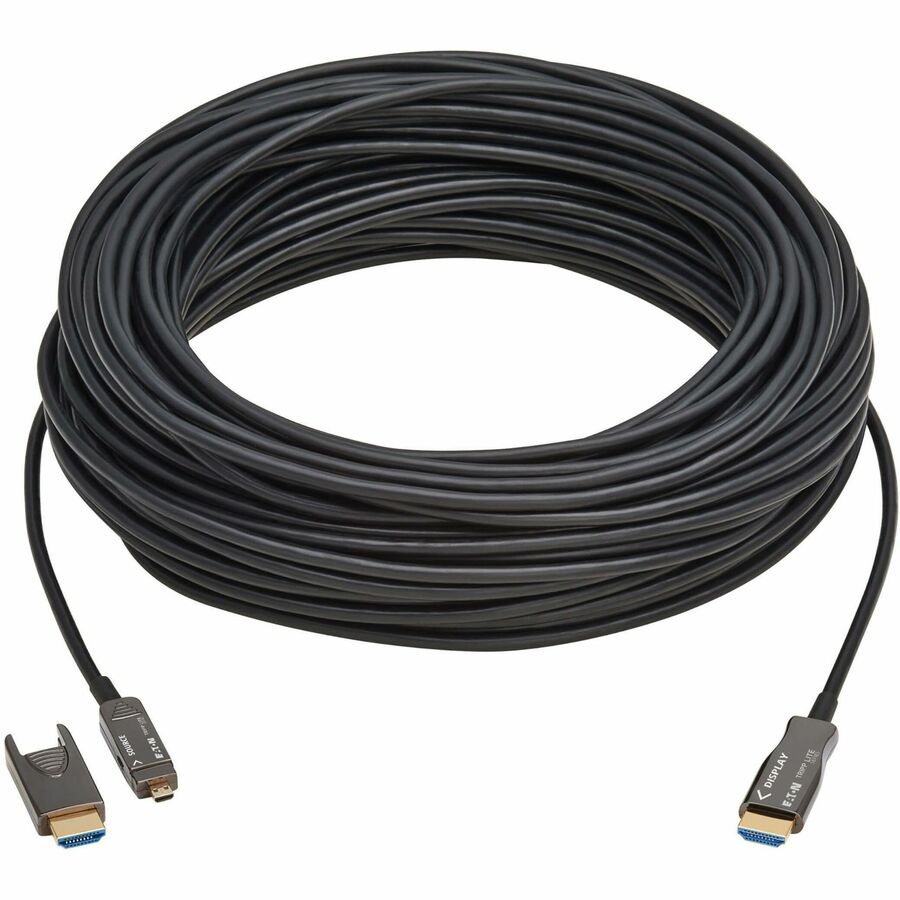 Eaton Tripp Lite series 8K HDMI Fiber Active Optical Cable (AOC) - 8K UHD @ 60 Hz, HDR, Detachable Connector, M/M, Black, 30 m (98 ft.) — P568FM-30M-8K6