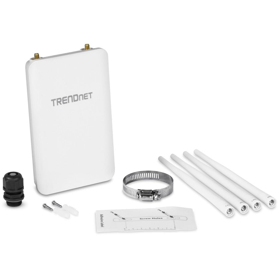 TRENDnet 5 DBI Wireless AC1300 Outdoor PoE+ Omni-Directional Access Point; TEW-841APBO; 4 X 5 DBI Omni Directional Antennas; Point-to-Point & Point-to-Multi-Point Wi-Fi Bridging; IEEE 802.3AT PoE+