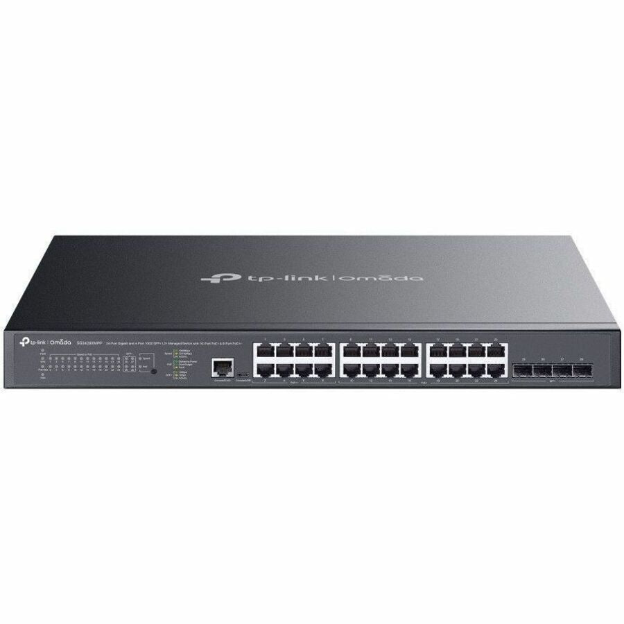 TP-Link 24-Port Gigabit and 4-Port 10GE SFP+ L2+ Managed Switch with 16-Port PoE+ & 8-Port PoE++ — SG3428XMPP