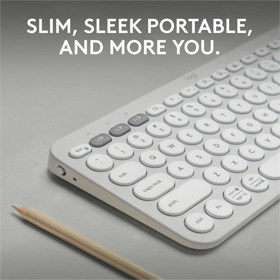 Logitech Pebble Keys 2 K380s, Multi-Device Bluetooth Wireless Keyboard with Customizable Shortcuts, Tonal White — 920-011776