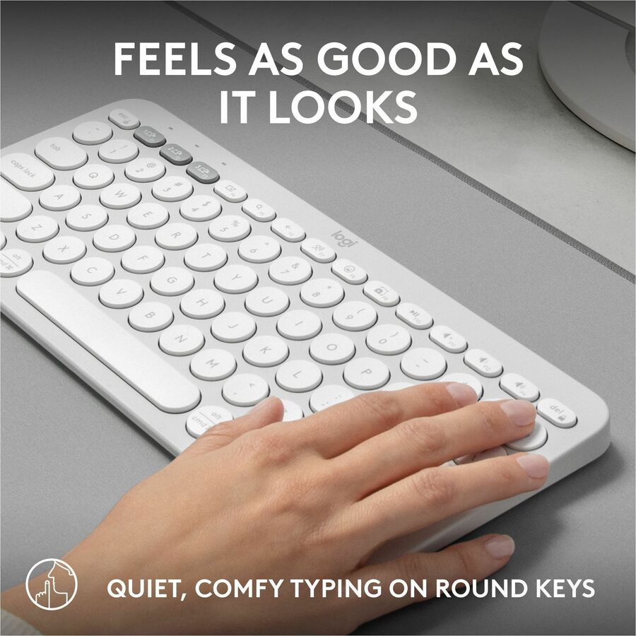 Logitech Pebble Keys 2 K380s, Multi-Device Bluetooth Wireless Keyboard with Customizable Shortcuts, Tonal White — 920-011776
