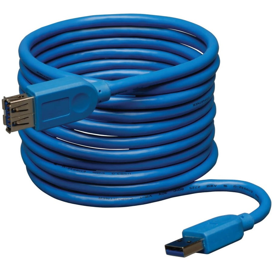 Eaton Tripp Lite Series USB 3.0 SuperSpeed Extension Cable (A M/F), Blue, 10 ft. (3.05 m) — U324-010