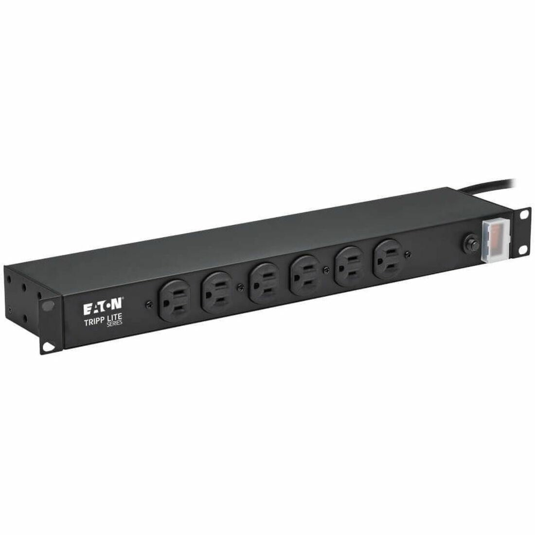Eaton Tripp Lite Series 1U Rack-Mount Power Strip, 120V, 15A, 5-15P, 12 Outlets (6 Front-Facing, 6-Rear-Facing), 15 ft. (4.57 m) Cord — RS-1215