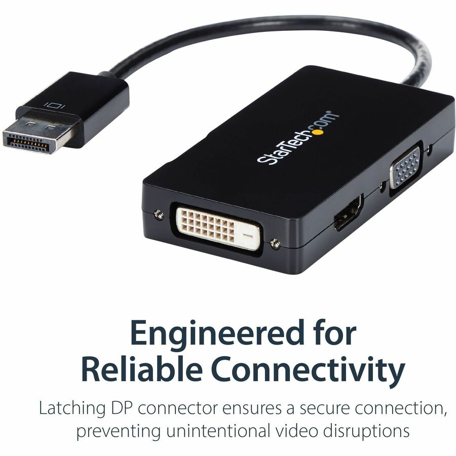 StarTech.com Travel A/V adapter: 3-in-1 DisplayPort to VGA DVI or HDMI converter — DP2VGDVHD