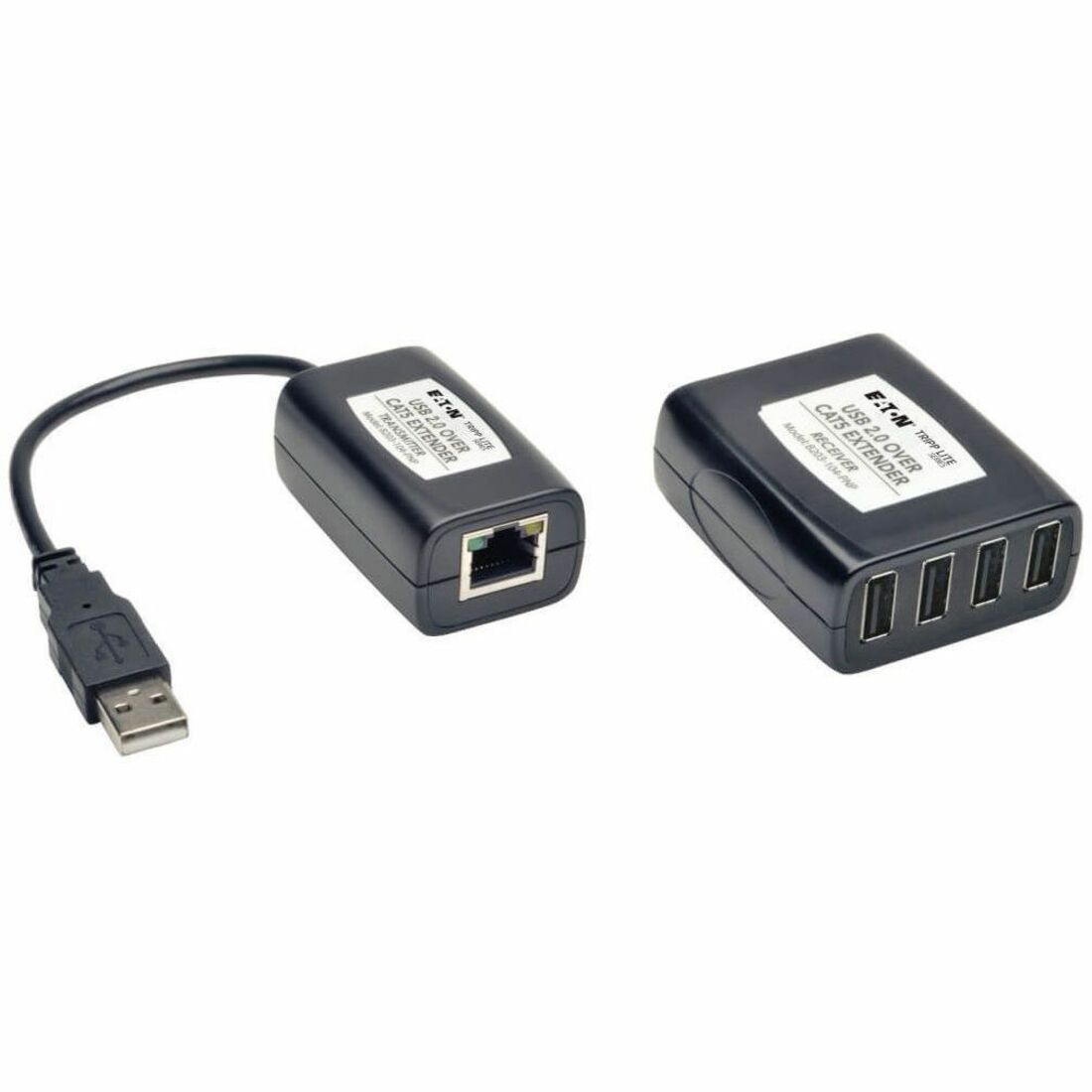 Eaton Tripp Lite Series 4-Port Plug-and-Play USB 2.0 over Cat5/Cat6 Extender Kit, Transmitter & Receiver, USB up to 164.04 ft. (50M), TAA — B203-104-PNP