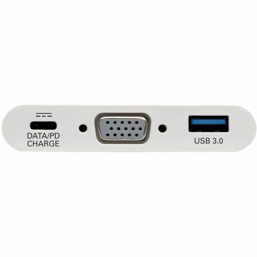 Eaton Tripp Lite Series USB-C to VGA Adapter with USB 3.x (5Gbps) Hub Ports and 60W PD Charging, White — U444-06N-VU-C