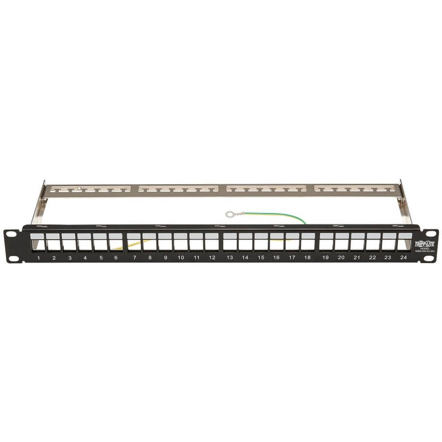 Eaton Tripp Lite Series 24-Port 1U Rack-Mount Shielded Blank Keystone/Multimedia Patch Panel, RJ45 Ethernet, USB, HDMI, Cat5e/6 — N062-024-KJ-SH