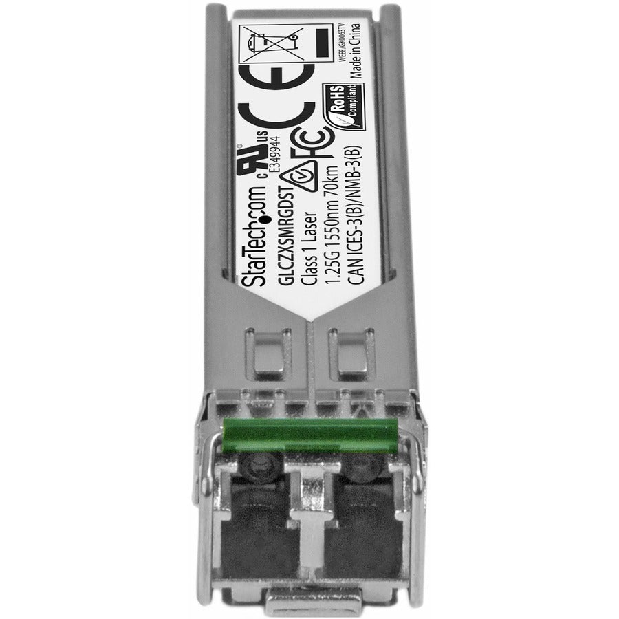 StarTech.com Cisco GLC-ZX-SM-RGD Compatible SFP Module - 1000BASE-ZX - 1GE Gigabit Ethernet 1GbE Single Mode Fiber SMF Optic Transceiver — GLCZXSMRGDST