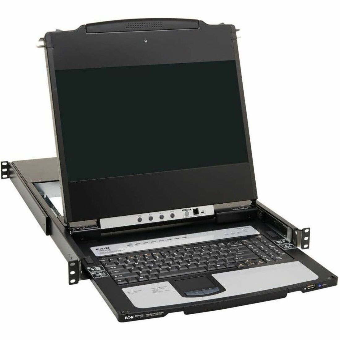 Eaton Tripp Lite Series NetDirector 8-Port DisplayPort KVM Switch Console with 17 in. LCD, IP Remote Access, Dual Rail, 1U Rack-Mount, TAA — B030-DP08-17DIP