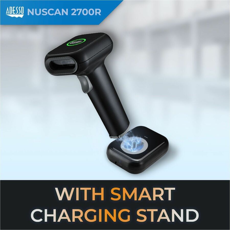 Adesso NuScan 2700R 2D Wireless Barcode Scanner with Charging Cradle — NUSCAN 2700R