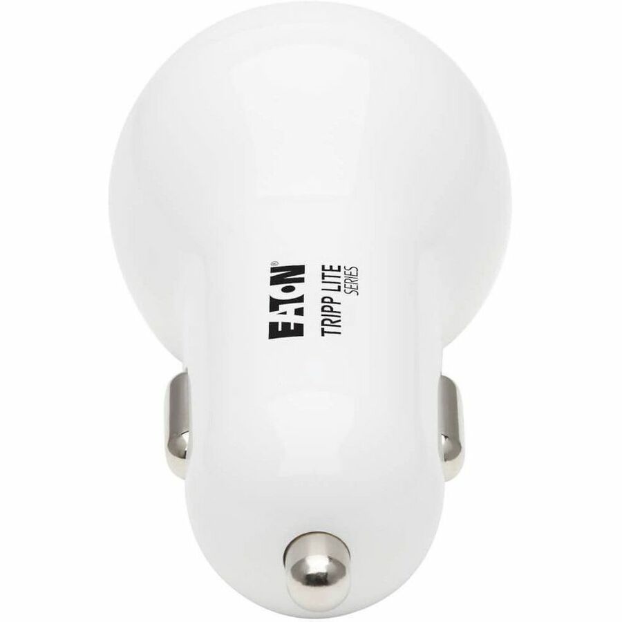 Eaton Tripp Lite Series Dual-Port USB Car Charger - 30W PD Charging, USB-C (18W) & USB-A (12W), USB-C to Lightning Cable, White — U280-C02-30W-K