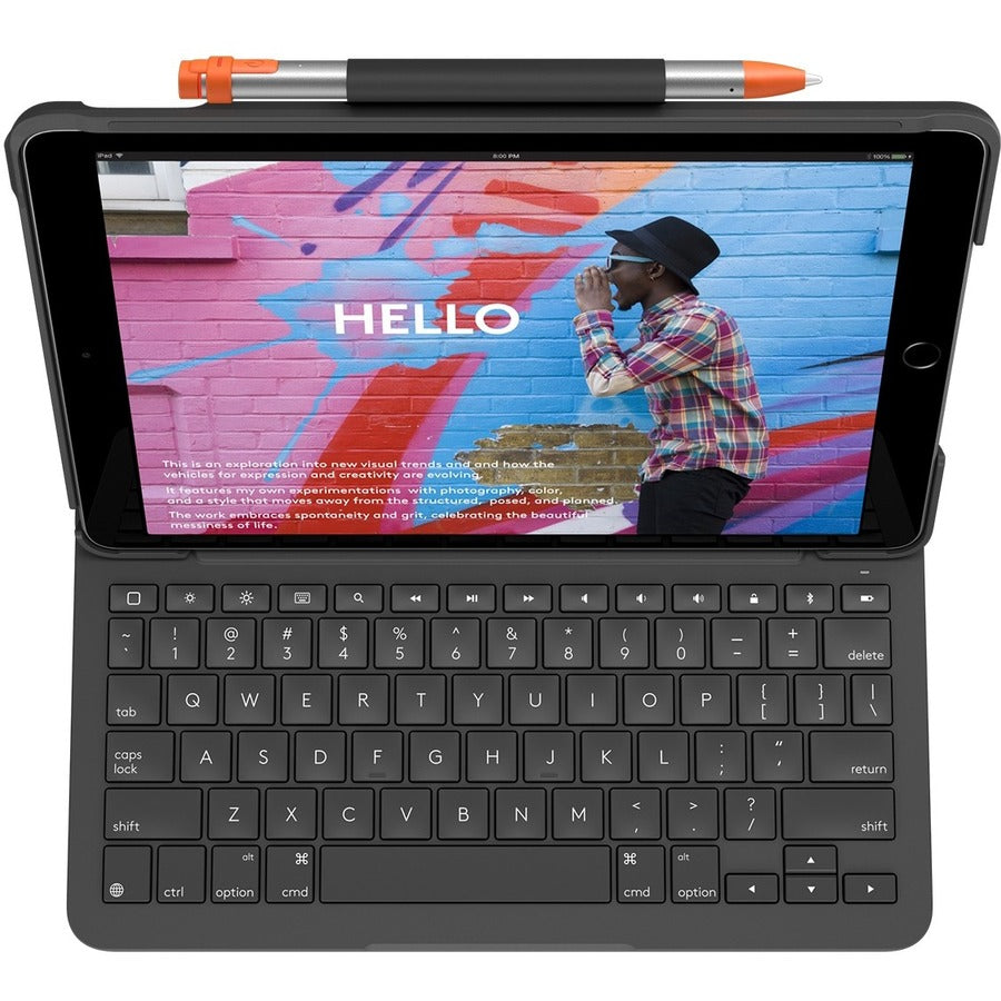 Logitech Slim Folio Keyboard/Cover Case (Folio) iPad (7th Generation), iPad (8th Generation), iPad (9th Generation) Tablet - Graphite — 920-009473