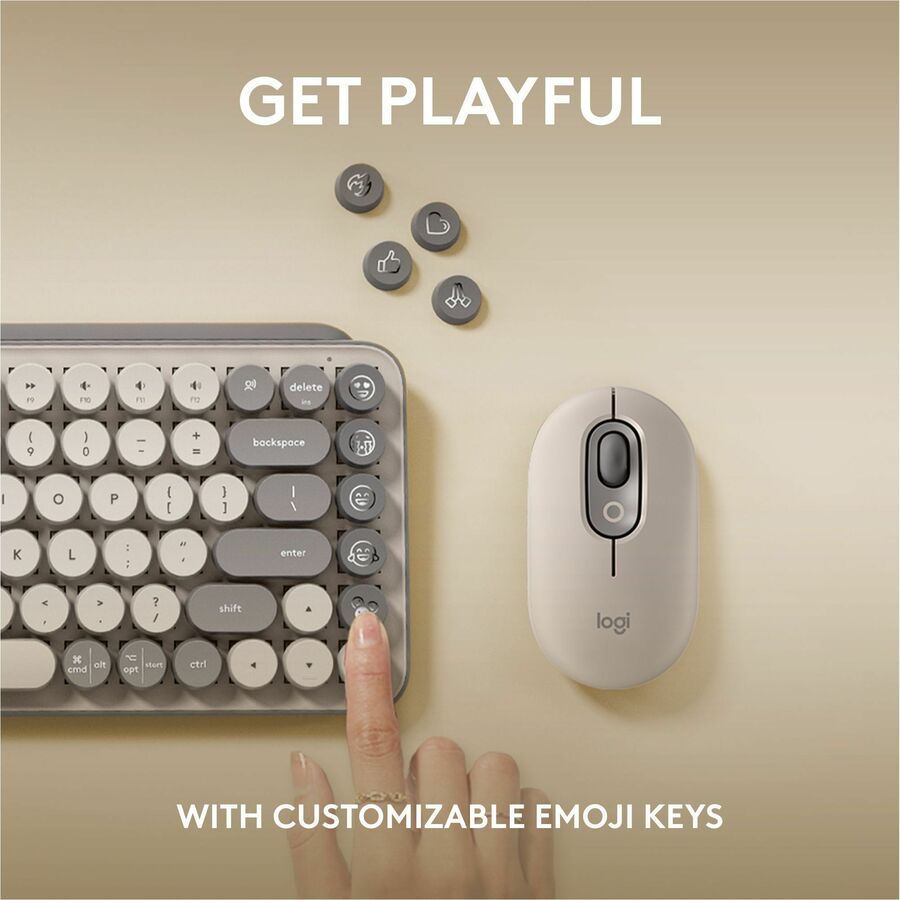 Logitech POP Keys Mechanical Wireless Keyboard with Customizable Emoji Keys, Compact Design, Bluetooth, Mist — 920-011232