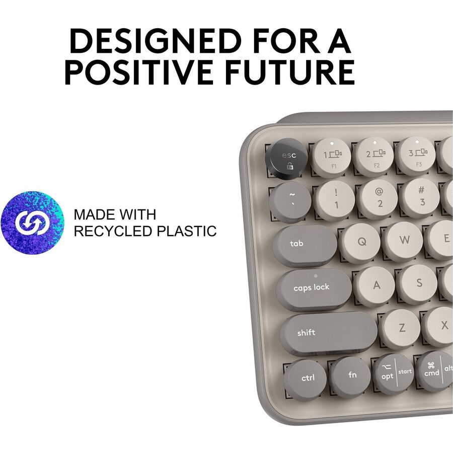 Logitech POP Keys Mechanical Wireless Keyboard with Customizable Emoji Keys, Compact Design, Bluetooth, Mist — 920-011232