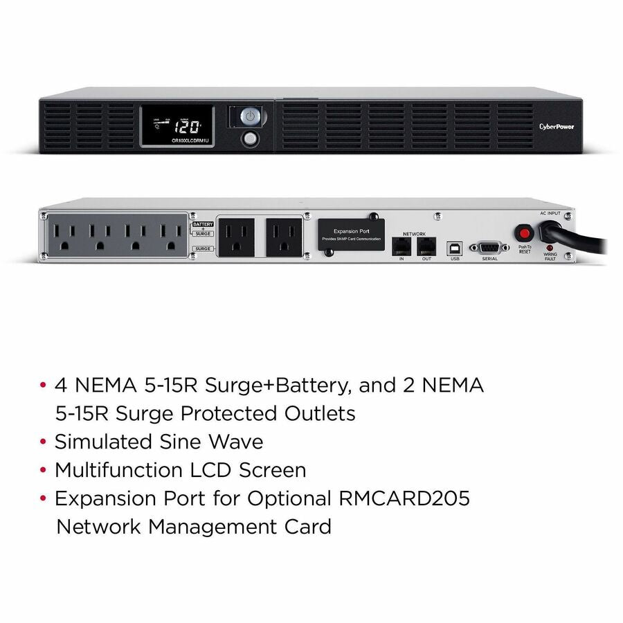 CyberPower OR1000LCDRM1U Smart App LCD UPS Systems — OR1000LCDRM1U