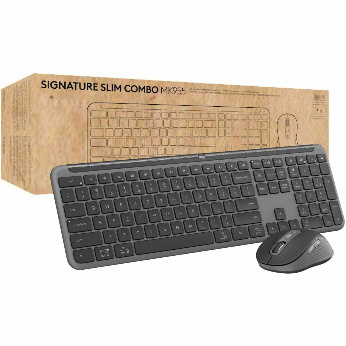 Logitech Signature Slim MK955 for Business Wireless Keyboard and Mouse Combo, Quiet Typing, Secure Receiver - Graphite — 920-012427