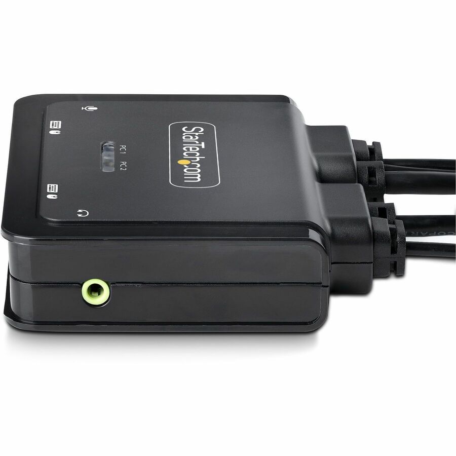 StarTech.com 2-Port Hybrid USB-C DisplayPort Cable KVM Switch, 4K 60Hz, Compact KVM with 6ft/1.8m USB-A & 4ft/1.2m USB-C Integrated Cables — C2-D46-UAC-CBL-KVM