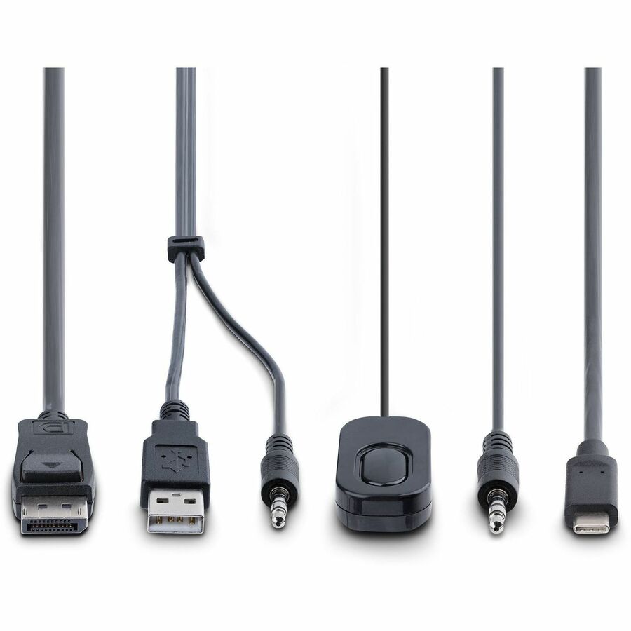 StarTech.com 2-Port Hybrid USB-C DisplayPort Cable KVM Switch, 4K 60Hz, Compact KVM with 6ft/1.8m USB-A & 4ft/1.2m USB-C Integrated Cables — C2-D46-UAC-CBL-KVM