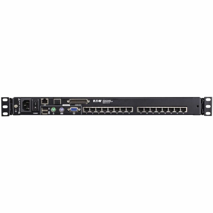 Eaton 16-Port Cat5 KVM over IP Switch - 19 in. LCD, 1 Remote or 1 Local User, 1U Rack-Mount, TAA — B064C-16-1-IP