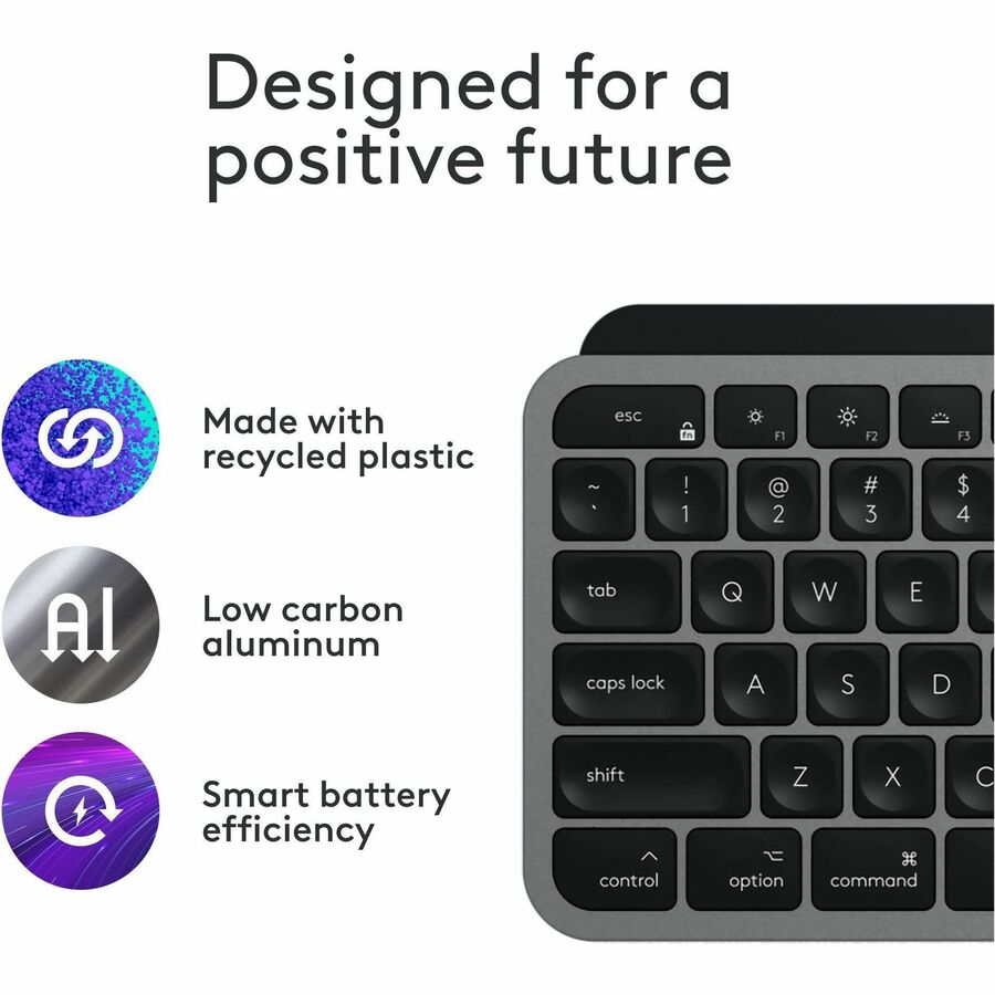 Logitech MX Keys S for Mac, Wireless Keyboard, Fluid, Precise Laptop-Like Typing, Programmable Keys, Backlit, Bluetooth, Space Grey — 920-011621