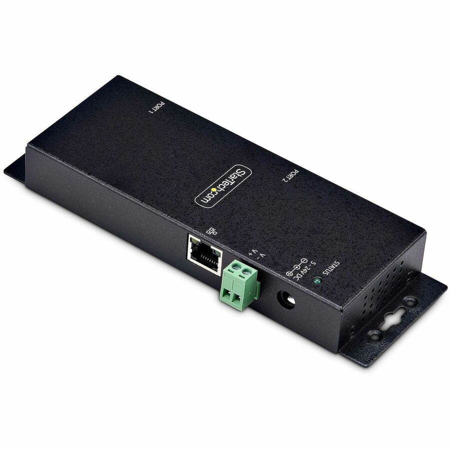 StarTech.com 2-Port Serial to Ethernet Adapter, IP Serial Device Server For Remote RS232 Devices, Wall/DIN Rail Mount, LAN To DB9 Converter — I23-SERIAL-ETHERNET