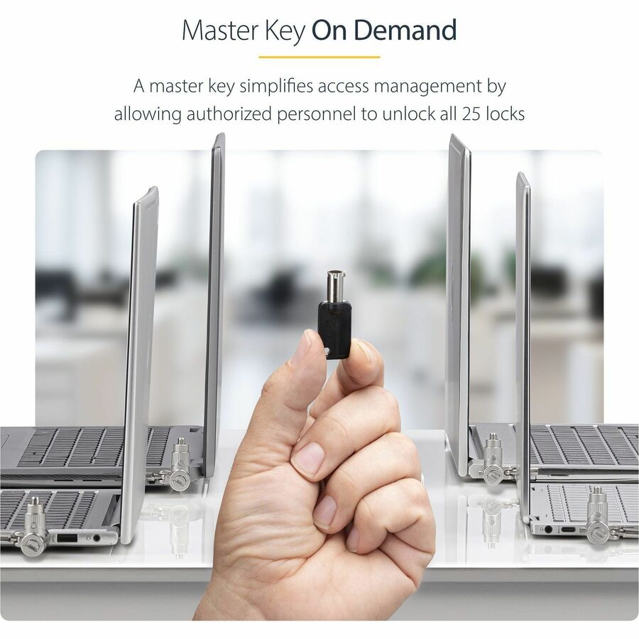 StarTech.com 25-Pack Universal Laptop Lock 6.6ft, Master Keyed Locking Cable, Security Cable, Compatible w/Noble Wedge®/Nano/K-Slot — UNIVMK25-LAPTOP-LOCK