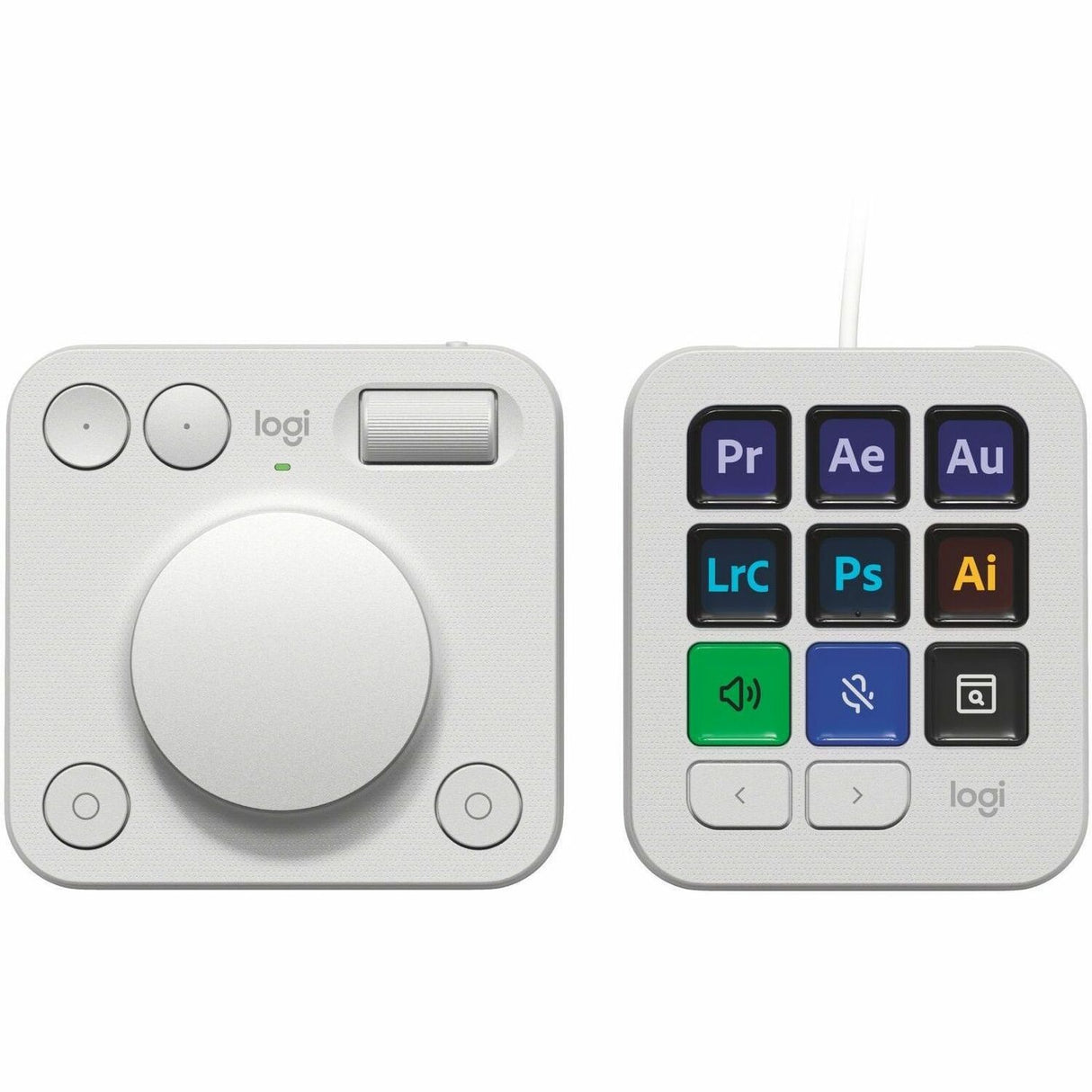 Logitech MX Creative Console, Programmable Keypad With 9 Customizable LCD Keys and Control Dial for Graphic Design, Video Editing, Photography, use with Adobe, Zoom, Spotify and more (Pale Grey) — 920-012661