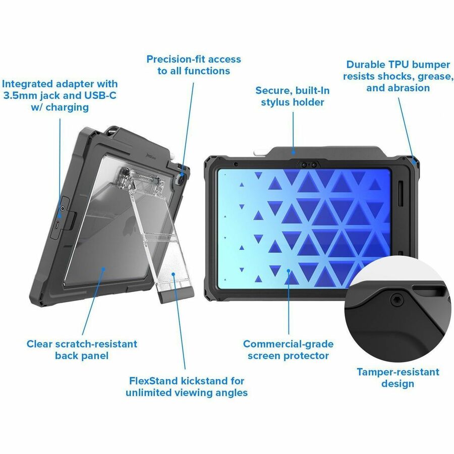 Shield Extreme-X2 for iPad 10 10.9" w/3.5 mm Adapter and Tamper-Resistant Design (2022) (Black Bezel-Gray Case) — APSXX2AIP10BLK