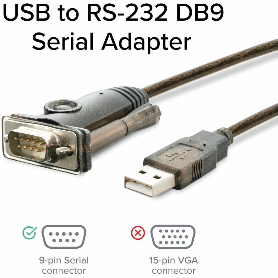 Plugable USB to Serial RS-232 Adapter (5ft) with COM Retention — PL2303-DB9
