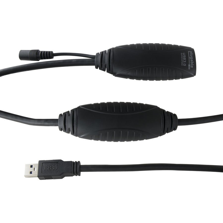 Plugable 10 Meter (32 Foot) USB 3.0 Active Extension Cable with AC Power Adapter and Back-Voltage Protection — USB3-10M-D