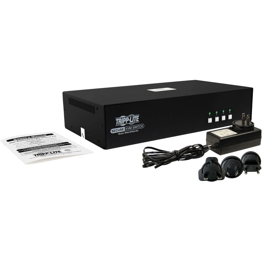 Tripp Lite by Eaton Secure KVM Switch, 4-Port, Dual Head, DisplayPort to DisplayPort, 4K, NIAP PP4.0, Audio, TAA — B002-DP2A4-N4