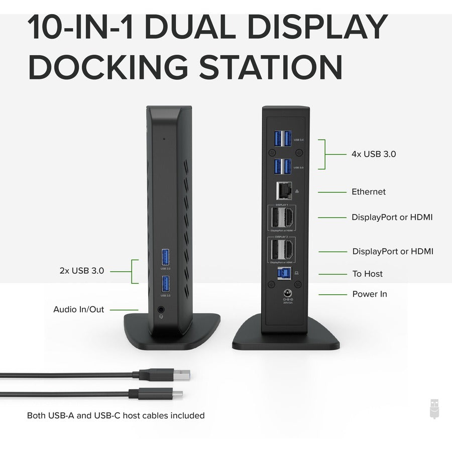 Plugable USB 3.0 and USB-C Dual 4K Display Docking Station with DisplayPort and HDMI for Windows and Mac — UD-6950Z